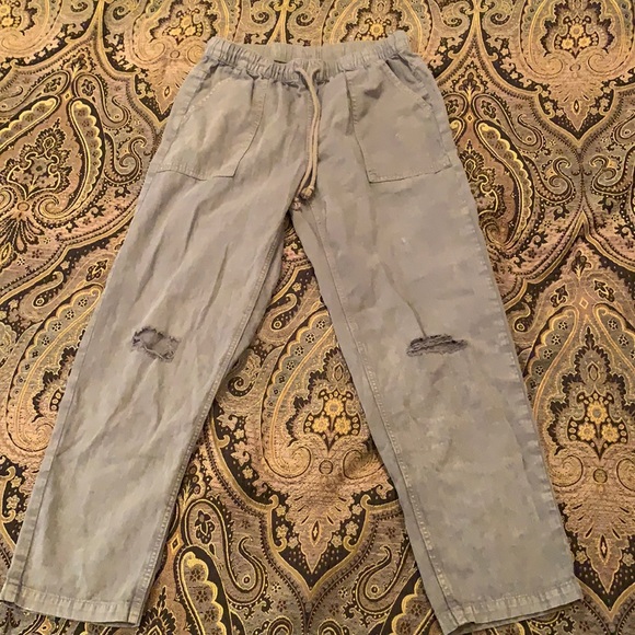 SOLD—Aerie distressed drawstring boyfriend chambray pants - Picture 3 of 5